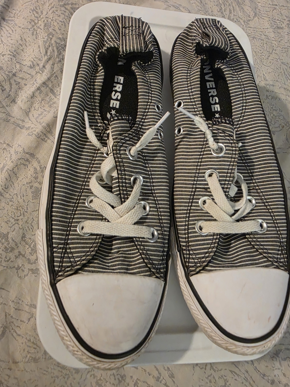 Converse Women’s Black & White Striped Low-Top Sneakers